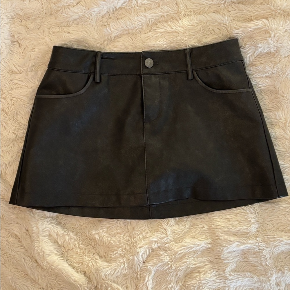 Garage Black Faux Leather Mini Skirt